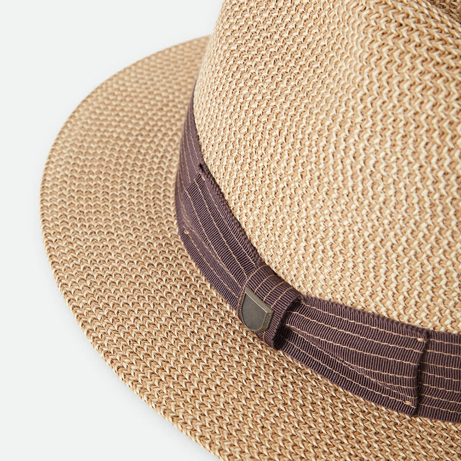 BRIXTON ( ブリクストン ) / パッカブル ストローハット 帽子 / ROMA STRAW PACKABLE FEDORA - MULTI BROWN x CHOCOLATE / 12008 - MLBRC