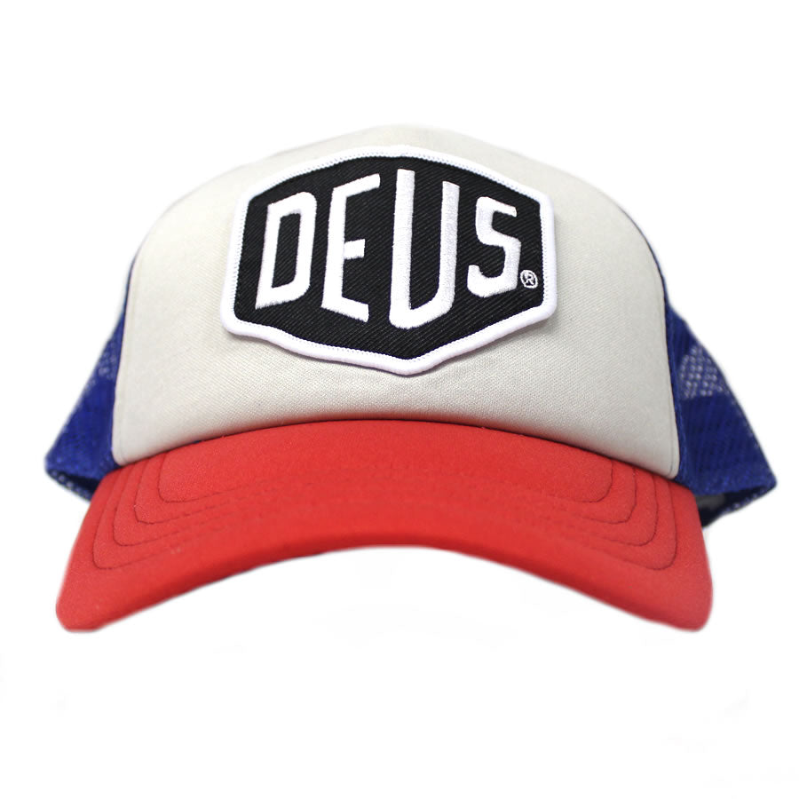 DEUS EX MACHINA ( デウス エクス マキナ ) メッシュキャップキャップ　ロゴ / BAYLANDS - BLUE x RED / DMS07875 / 赤タグ有