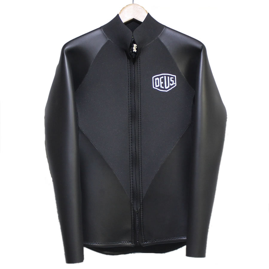 DEUS EX MACHINA ( デウス エクス マキナ ) ウェットスーツ 長袖 タッパー　ロゴ / LONG SLEEVE TOP 2mm / BLACK / フロントジップ
