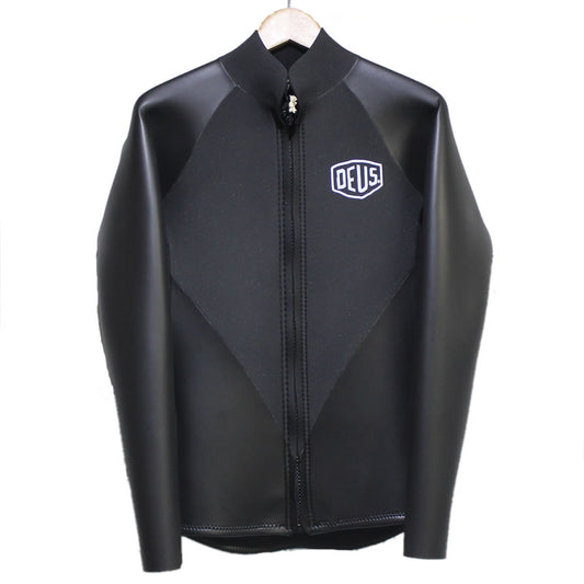 DEUS EX MACHINA ( デウス エクス マキナ ) ウェットスーツ 長袖 タッパー　ロゴ / LONG SLEEVE TOP 2mm / BLACK / フロントジップ