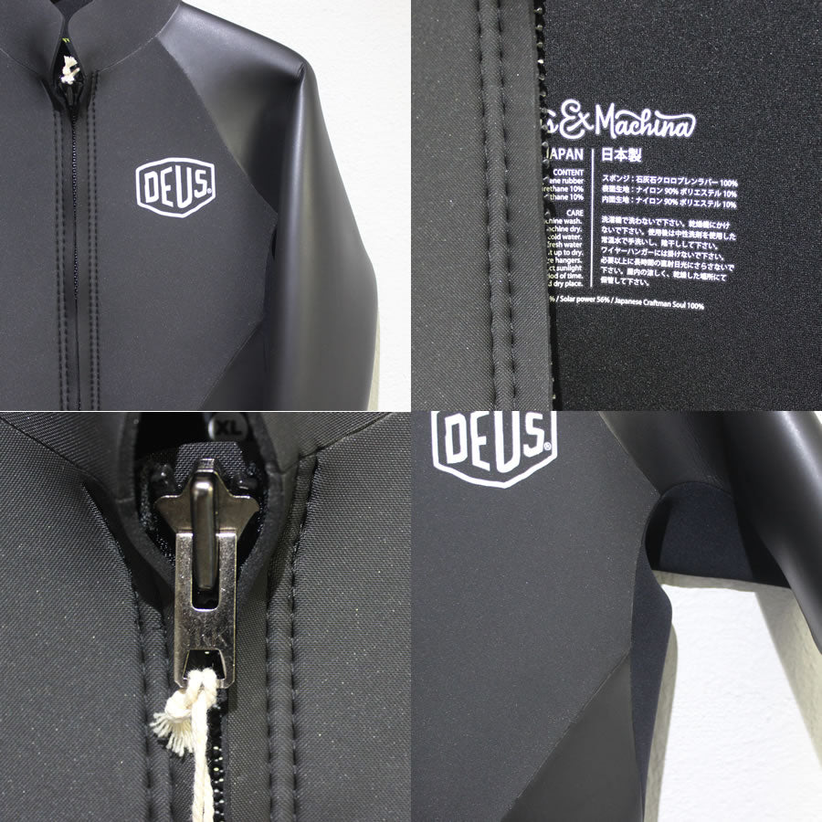 DEUS EX MACHINA ( デウス エクス マキナ ) ウェットスーツ 長袖 タッパー　ロゴ / LONG SLEEVE TOP 2mm / BLACK / フロントジップ