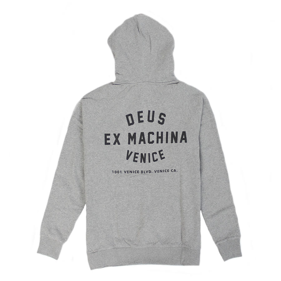 DEUS EX MACHINA (デウスエクスマキナ)ロゴ スウェット プルオーバーパーカー / Venice Address Hoodie - Grey Marle / TDMW48675C