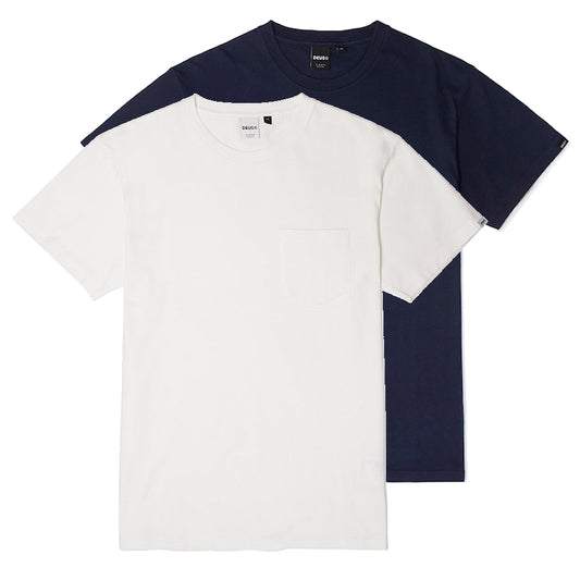 DEUS EX MACHINA ( デウスエクスマキナ ) パックTee Tシャツ 2枚入り / DEUS 2 PACK TEES - WHITE x NAVY / DMP71443 / メンズ