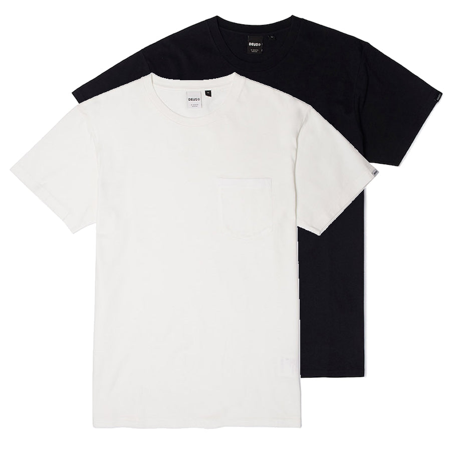 DEUS EX MACHINA ( デウスエクスマキナ ) パックTee Tシャツ 2枚入り / DEUS 2 PACK TEES - WHITE x BLACK / DMP71443 / メンズ