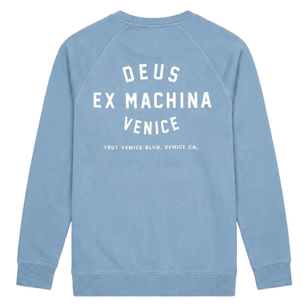 DEUS EX MACHINA ( デウスエクスマキナ ) / 裏起毛 スウェット クルーネック トレーナー / VENICE ADDRESS CREW - GLACIER BLUE / D263MSW152 /メンズ