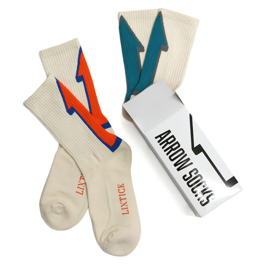 LIXTICK(リックスティック) / 靴下 クルーソックス / ARROW SOCKS 2PACK - TYPE B (Cream x Orange / Cream x Green)