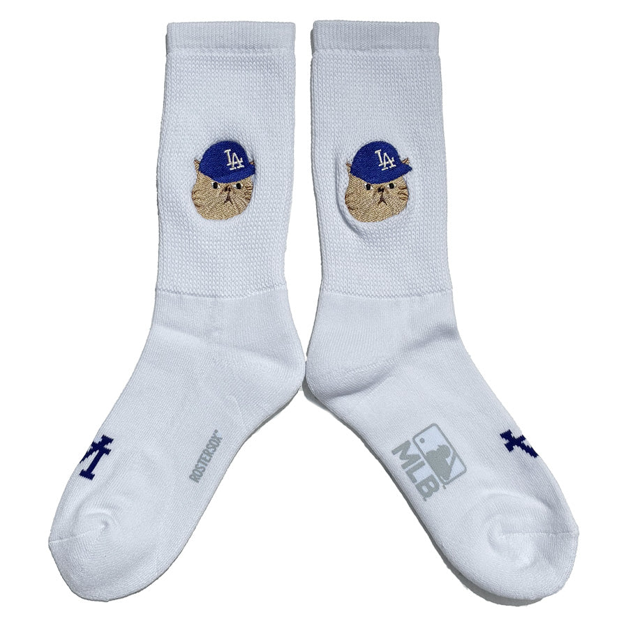 ROSTER SOX(ロスターソックス) x MLB / 靴下 クルーソックス MLB  / MLB CAT SOCKS - WHITE / MLB-305-DODGERS / メンズ レディース