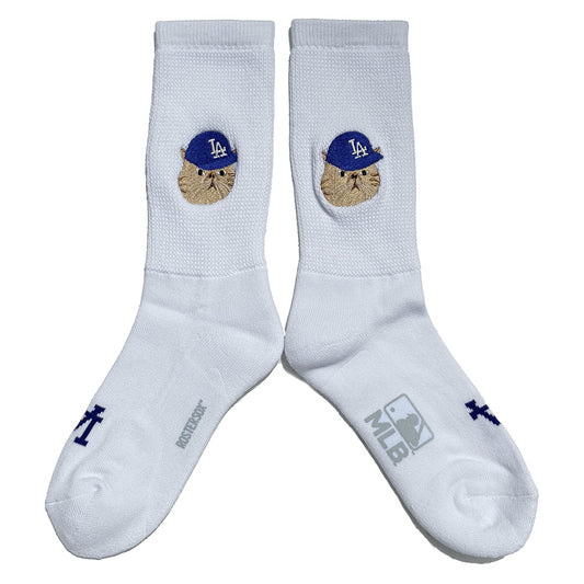 ROSTER SOX(ロスターソックス) x MLB / 靴下 クルーソックス MLB  / MLB CAT SOCKS - WHITE / MLB-305-DODGERS / メンズ レディース