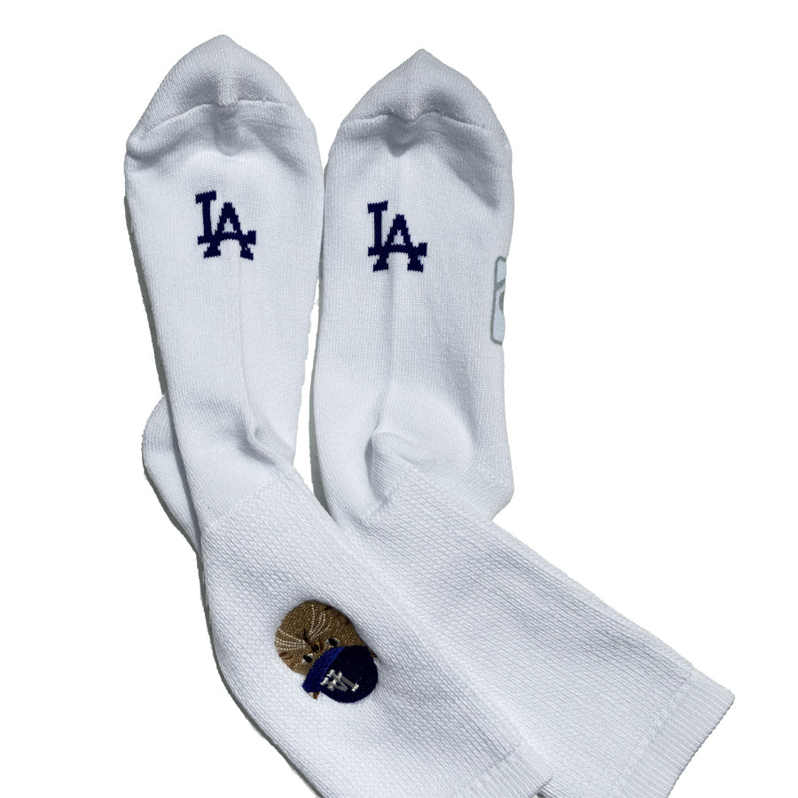 ROSTER SOX(ロスターソックス) x MLB / 靴下 クルーソックス MLB  / MLB CAT SOCKS - WHITE / MLB-305-DODGERS / メンズ レディース