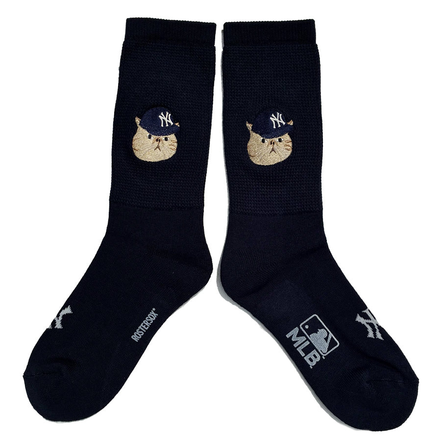 ROSTER SOX(ロスターソックス) x MLB / 靴下 クルーソックス MLB  / MLB CAT SOCKS - NAVY / MLB-305-YANKEES / メンズ レディース