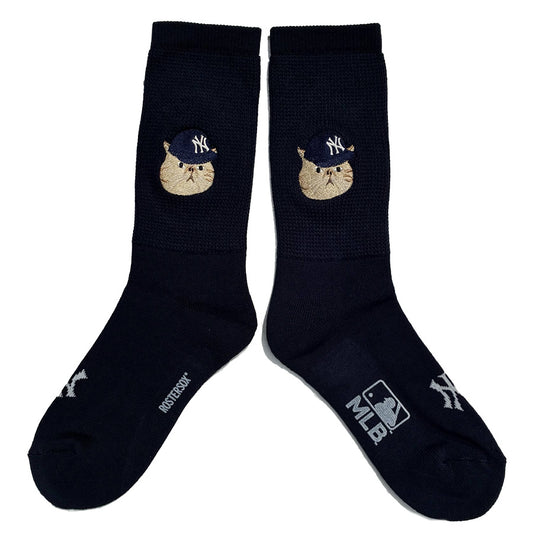 ROSTER SOX(ロスターソックス) x MLB / 靴下 クルーソックス MLB  / MLB CAT SOCKS - NAVY / MLB-305-YANKEES / メンズ レディース