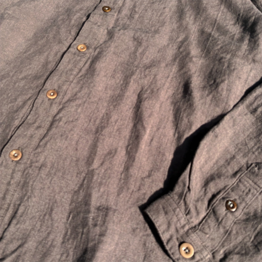 NASNGWAM (ナスングワム) / リネンシャツ 長袖 / LIBERAL SHIRTS - CHARCOAL / S2637107 / 日本製 メンズ