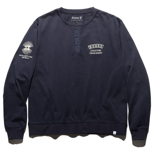 ROARK (ロアーク) /  長袖Tシャツ ロンT / "ROAMIING" 14OZ H/W HENLY NECK L/S TEE - DARK NAVY / RLTJHW1270 / メンズ