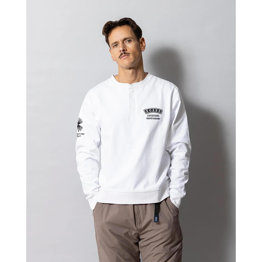 ROARK (ロアーク) /  長袖Tシャツ ロンT / "ROAMIING" 14OZ H/W HENLY NECK L/S TEE - WHITE / RLTJHW1270 / メンズ