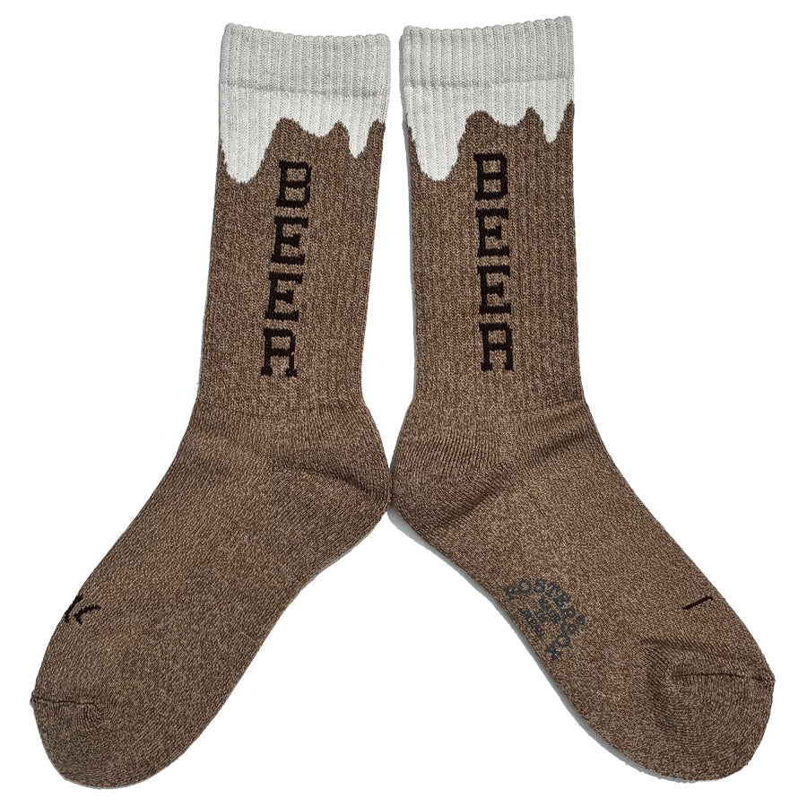 ROSTER SOX(ロスターソックス) / 靴下 クルーソックス ビール柄 / BEER - BROWN / RS-504 / メンズ レディース お酒 父の日 ギフト