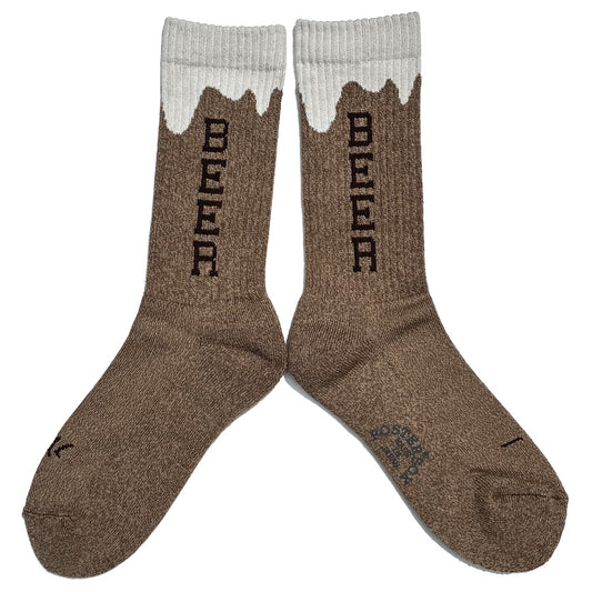 ROSTER SOX(ロスターソックス) / 靴下 クルーソックス ビール柄 / BEER - BROWN / RS-504 / メンズ レディース お酒 父の日 ギフト