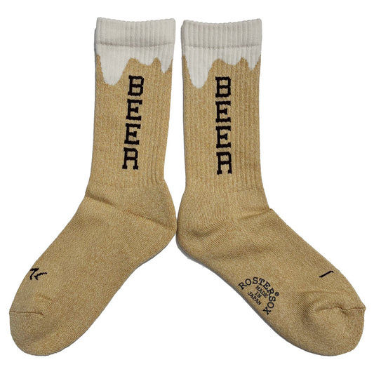 ROSTER SOX(ロスターソックス) / 靴下 クルーソックス ビール柄 / BEER - YELLOW / RS-504 / メンズ レディース お酒 父の日 ギフト