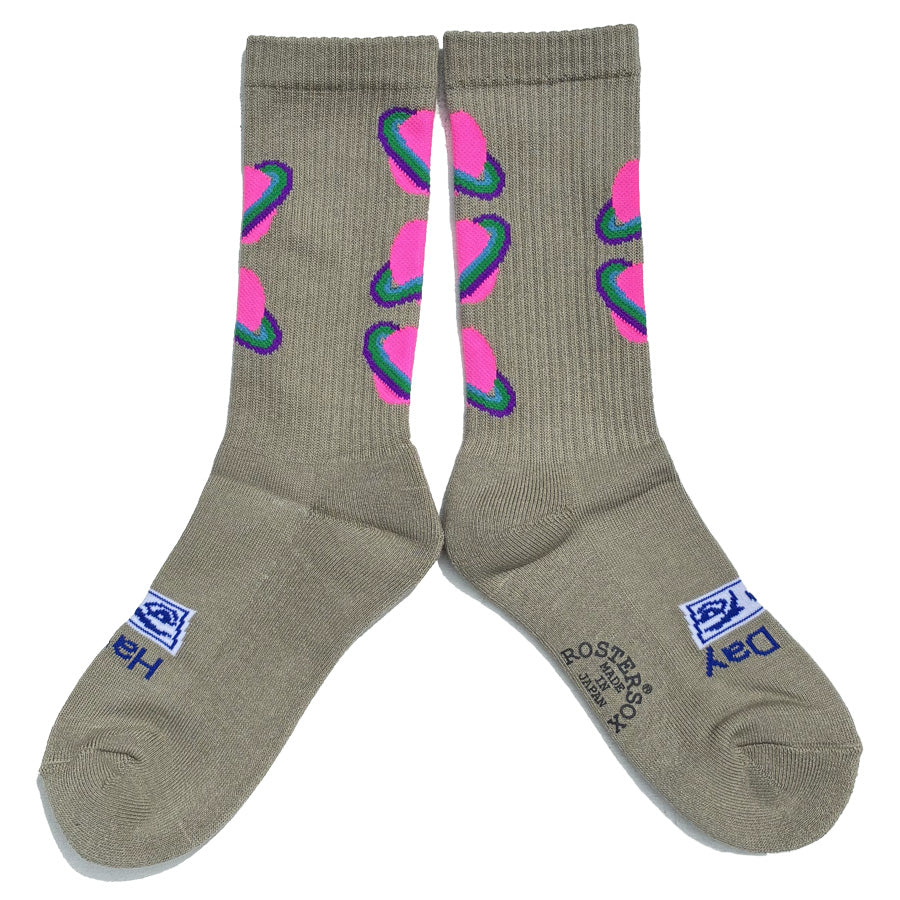 ROSTER SOX(ロスターソックス) / 靴下 クルーソックス 宇宙  / GALAXY - BEIGE / RS-512 / メンズ レディース