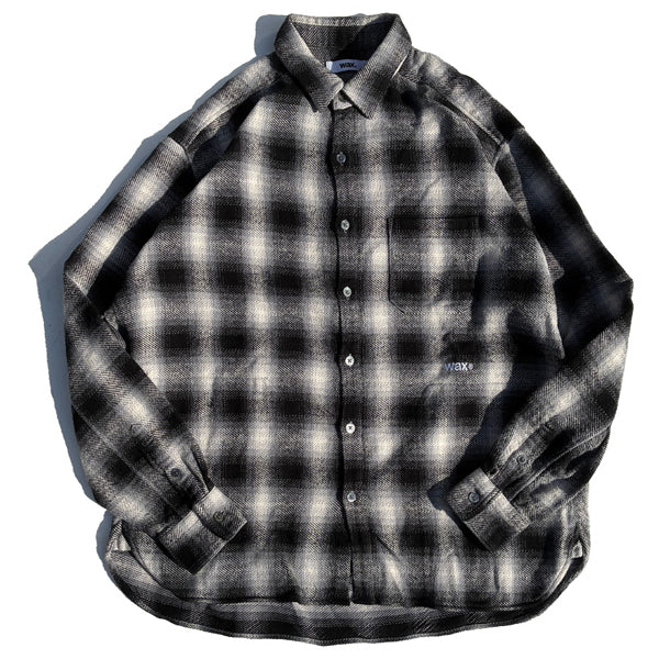 WAX(ワックス)  / 長袖チェックシャツ /  CHECK HEAVY WEIGHT POCKET SHIRTS - GRAY / WX-0543 / メンズ THM 日本製