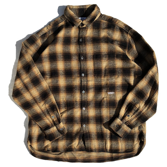 WAX(ワックス)  / 長袖チェックシャツ /  CHECK HEAVY WEIGHT POCKET SHIRTS - YELLOW / WX-0543 / メンズ THM 日本製