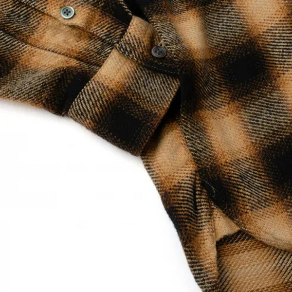 WAX(ワックス)  / 長袖チェック 厚手ネルシャツ /  CHECK HEAVY WEIGHT POCKET SHIRTS - YELLOW / WX-0543 / メンズ THM 日本製