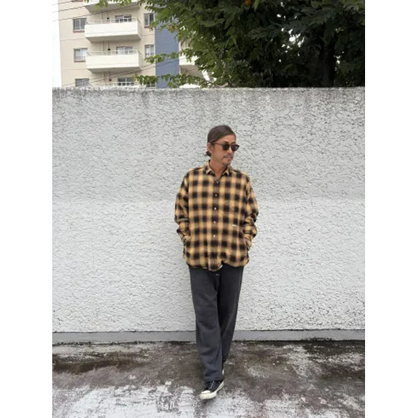WAX(ワックス)  / 長袖チェック 厚手ネルシャツ /  CHECK HEAVY WEIGHT POCKET SHIRTS - YELLOW / WX-0543 / メンズ THM 日本製